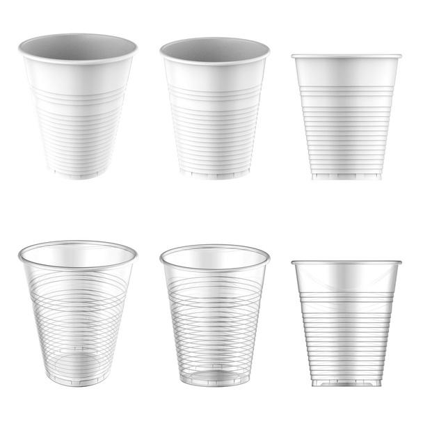 Plastic Cup White and Transparent Clear. Container For Coffee isolated on white. Easy editable for your design. - Photo, Image