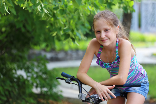 Girl with bike - Foto, Imagem
