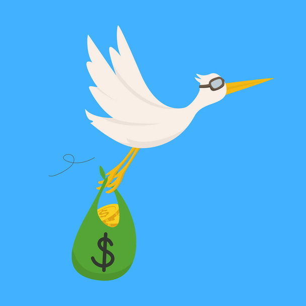 Bird flying with money send money illustration - Vettoriali, immagini