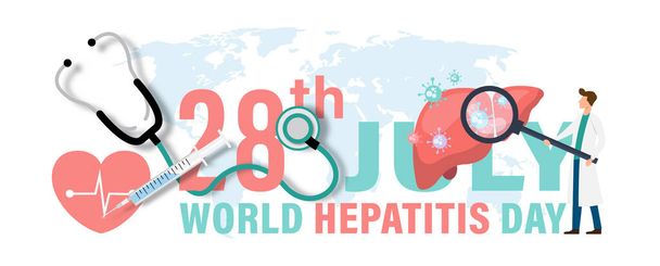 Plakátová kampaň světového dne hepatitidy v plochém stylu a bannerovém vektorovém provedení. - Vektor, obrázek