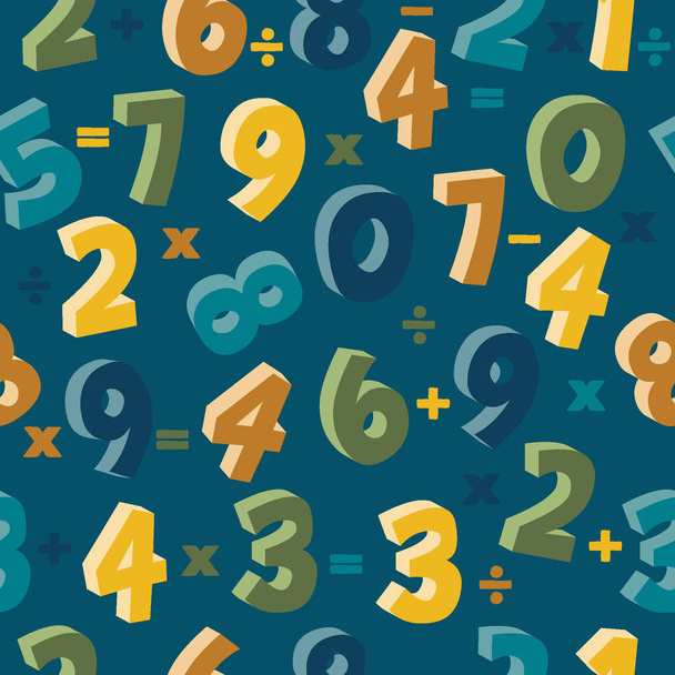 seamless pattern numbers with 3D shapes - Vector, Imagen