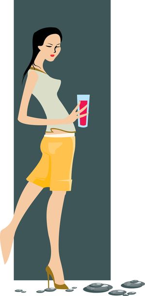 Vector image of brunette with juice - Vector, Image