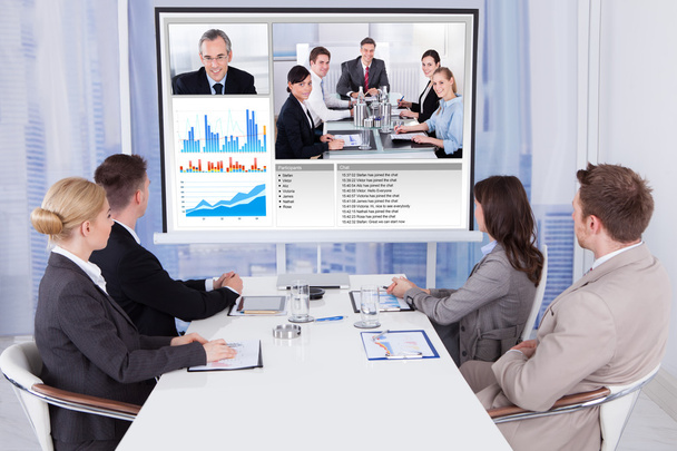 Business People In Video Conference - 写真・画像