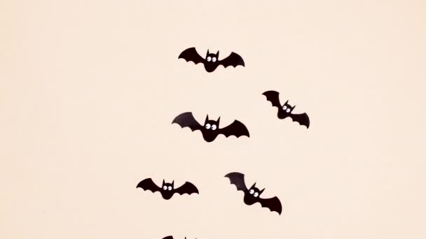 Halloween bats fly away. Stop motion - Video