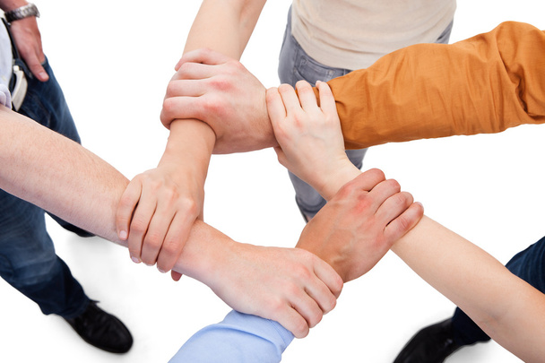 Friends Linking Hands In Team - Fotoğraf, Görsel