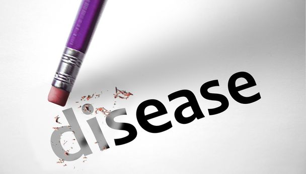 Eraser deleting the word Disease  - Photo, Image