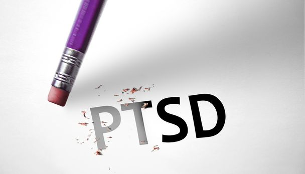 Gum verwijderen de concept posttraumatische stress-stoornis PTSS  - Foto, afbeelding