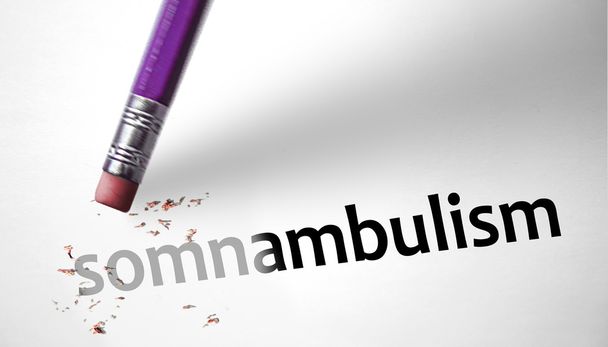 Radiergummi löscht das Wort Somnambulismus  - Foto, Bild