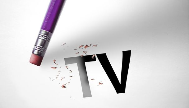 Eraser deleting the word TV  - Photo, Image