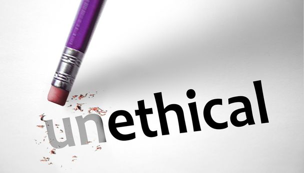 gum wijzigen het woord onethisch voor ethische  - Foto, afbeelding