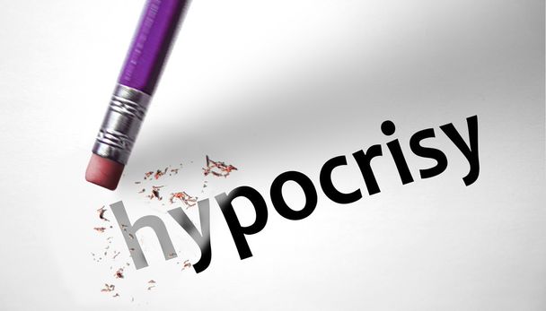 Eraser deleting the word Hypocrisy - Photo, Image