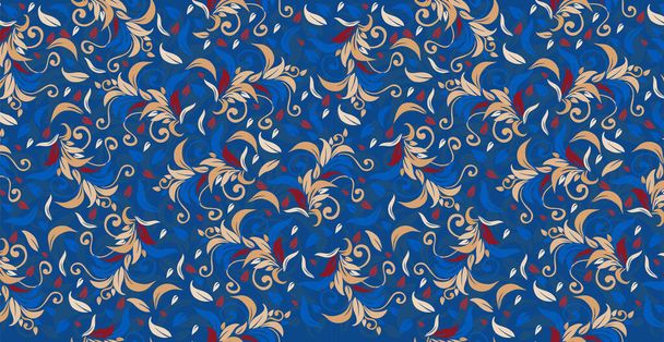 Luxurious floral batik background. Floral decoration curls illustration. Hand drawn paisley pattern elements. Vintage ornament, pattern. - Vector, Imagen