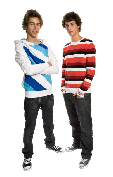 iki genç adam, beyaz bir arka plan üzerinde duran - Fotoğraf, Görsel