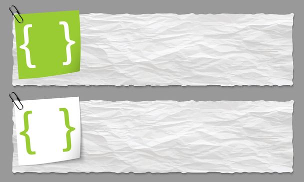 set of two banners with crumpled paper and brackets - Вектор, зображення