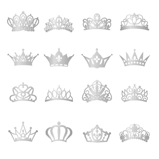 Silver tiara illustration material set - Vector, Image