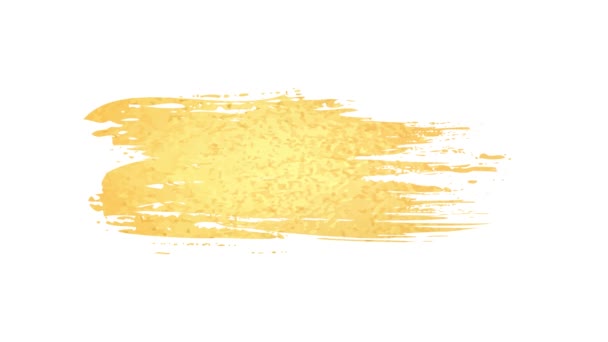 Festék ecsetvonások arany fehér alapon. Kézzel húzott ecset stroke. - Felvétel, videó