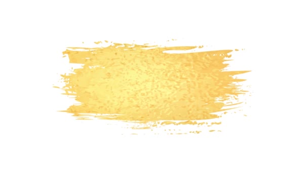 Festék ecsetvonások arany fehér alapon. Kézzel húzott ecset stroke. - Felvétel, videó
