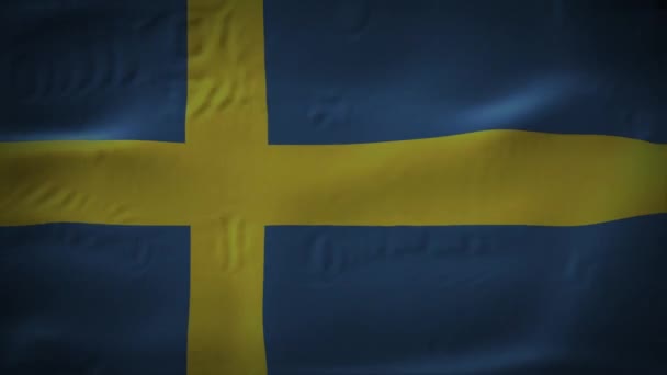 Sweden flag waving in the wind with high quality texture in 4K National Flag of Sweden Swedish Flag - Πλάνα, βίντεο
