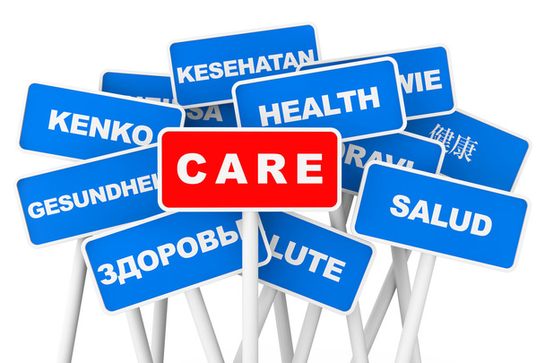 Panneaux de bannière multilingues des soins de santé
 - Photo, image