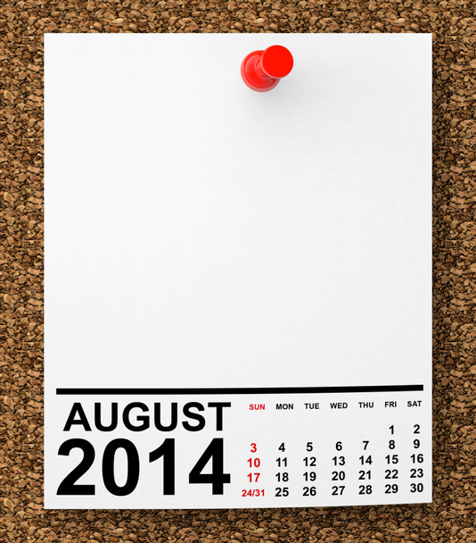 ημερολόγιο Αυγούστου 2014 - Φωτογραφία, εικόνα