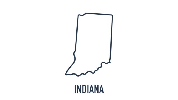 Line animated map showing the state of Indiana from the united state of america. 2d map of Indiana. - Záběry, video