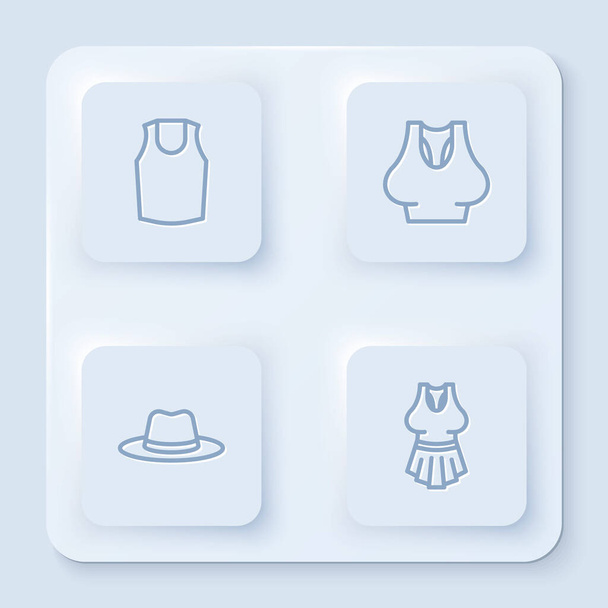 Set line Undershirt, Man hat and . White square button. Vector - Vector, Image