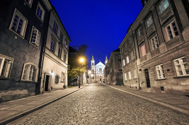 The street of the old town in Warsaw at night - Valokuva, kuva
