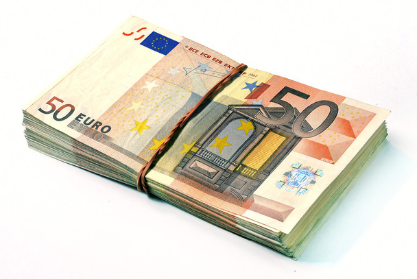 Fifty euro banknotes stack - Foto, afbeelding