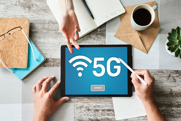 5g高速モバイルインターネット接続,新世代通信と近代的な技術コンセプト - 写真・画像