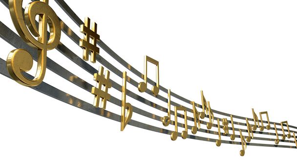 Notes de musique d'or sur les lignes ondulées
 - Photo, image