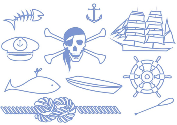 青と白の海賊スタイルベクトル - 写真・画像