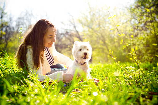 woman with terrier - Foto, Imagen