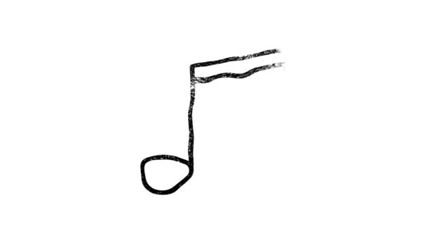 Musical Note Ikoon op witte achtergrond. met de hand getekende stik. Bewegingsgrafiek - Video