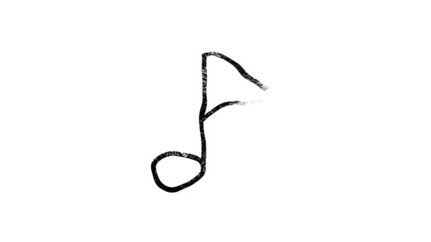 Musical Note Ikoon op witte achtergrond. met de hand getekende stik. Bewegingsgrafiek - Video