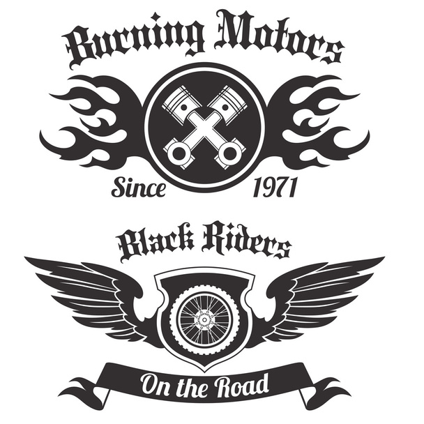 motorfiets label zwart - Vector, afbeelding