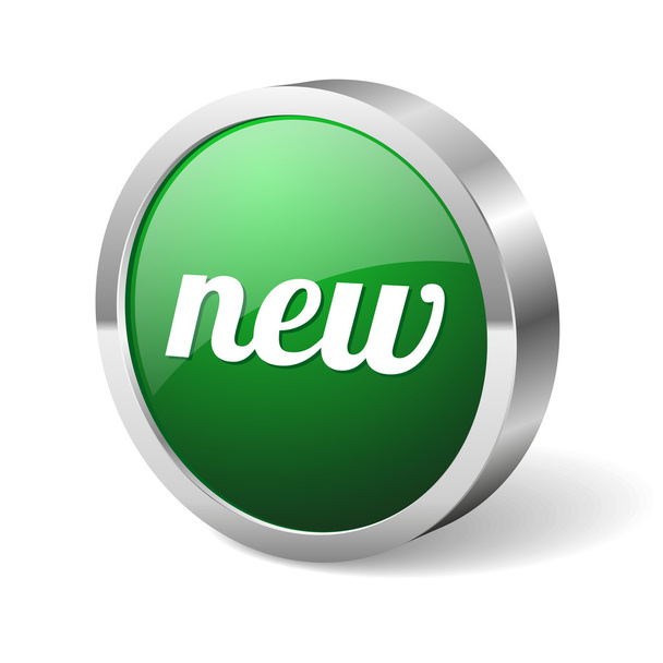 Round green new button - Vector, imagen
