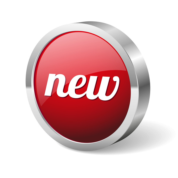 Red round new button - Вектор, зображення