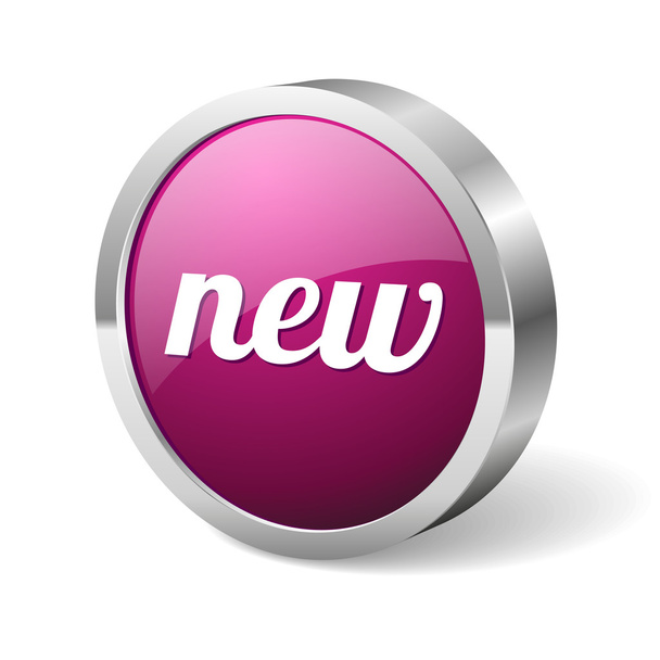 Round purple new button - Вектор, зображення
