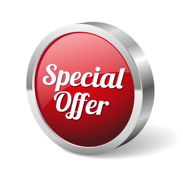 Red round special offer button - Vector, Image