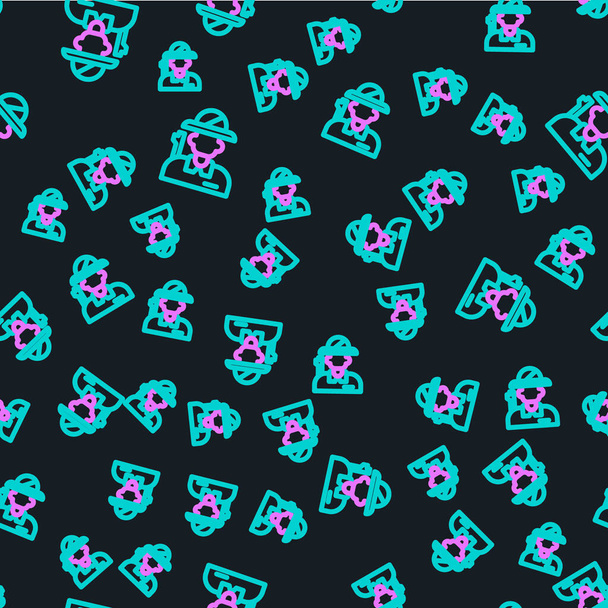 Line Hunter icon isolated seamless pattern on black background. Vector - Vector, afbeelding