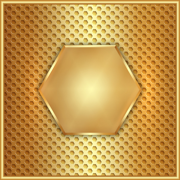 διάνυσμα αφηρημένη μεταλλικό χρυσό εξάγωνο με κύτταρα - Διάνυσμα, εικόνα