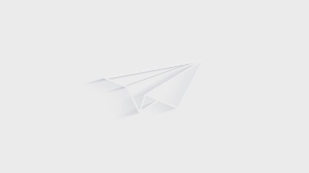 Simple paper plane icon. White icon with shadow on transparent background. - Footage, Video