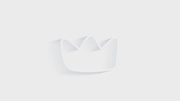 Simple crown icon. White icon with shadow on transparent background. - Footage, Video
