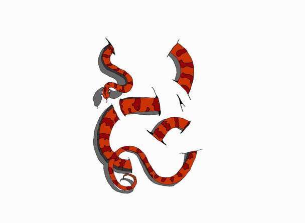 3D käärme valkoisella taustalla
 - Vektori, kuva