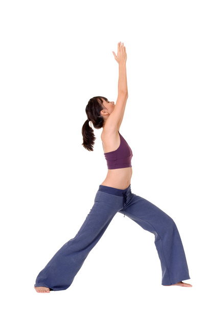 Yoga mulher posando isolado sobre fundo branco
. - Foto, Imagem