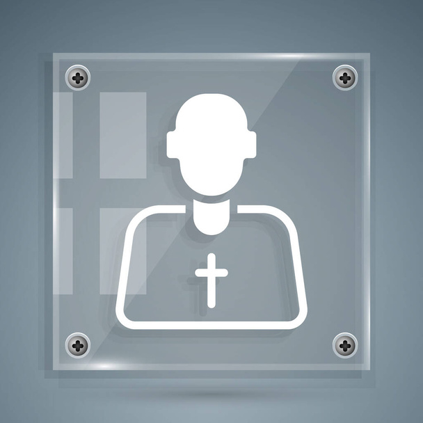 White Priest icon isolated on grey background. Square glass panels. Vector - Vector, Image