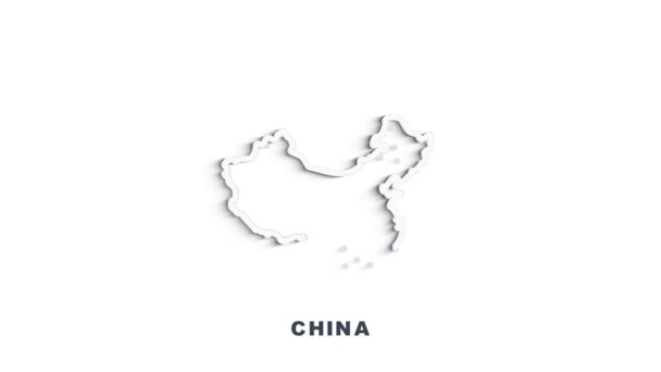 Çin 'in ulusal bayrağını durdurma hareketinin haritası. Çin bayrağı fırça darbeleri sanat arkaplanı. - Video, Çekim