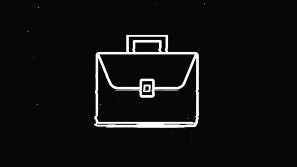Briefcase icoon Vintage geluid, glitch Slecht signaal Animatie. - Video