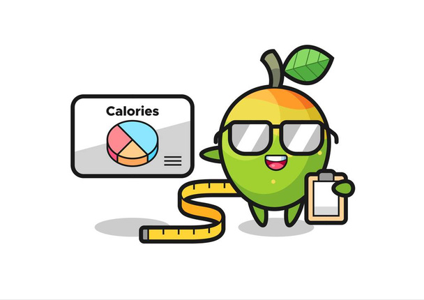 Illustratie van mango mascotte als diëtist, leuk design voor t-shirt, sticker, logo element - Vector, afbeelding