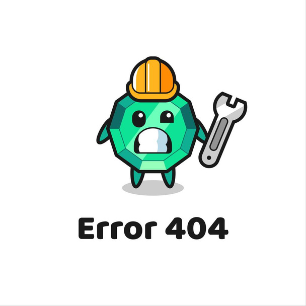 virhe 404 söpö smaragdi jalokivi maskotti, söpö tyyli suunnittelu t paita, tarra, logo elementti - Vektori, kuva